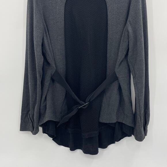 CABI Heather Grey Mesh Back Jacket Size M Belted Soft Jersey Athleisure #3184 - Picture 5 of 10